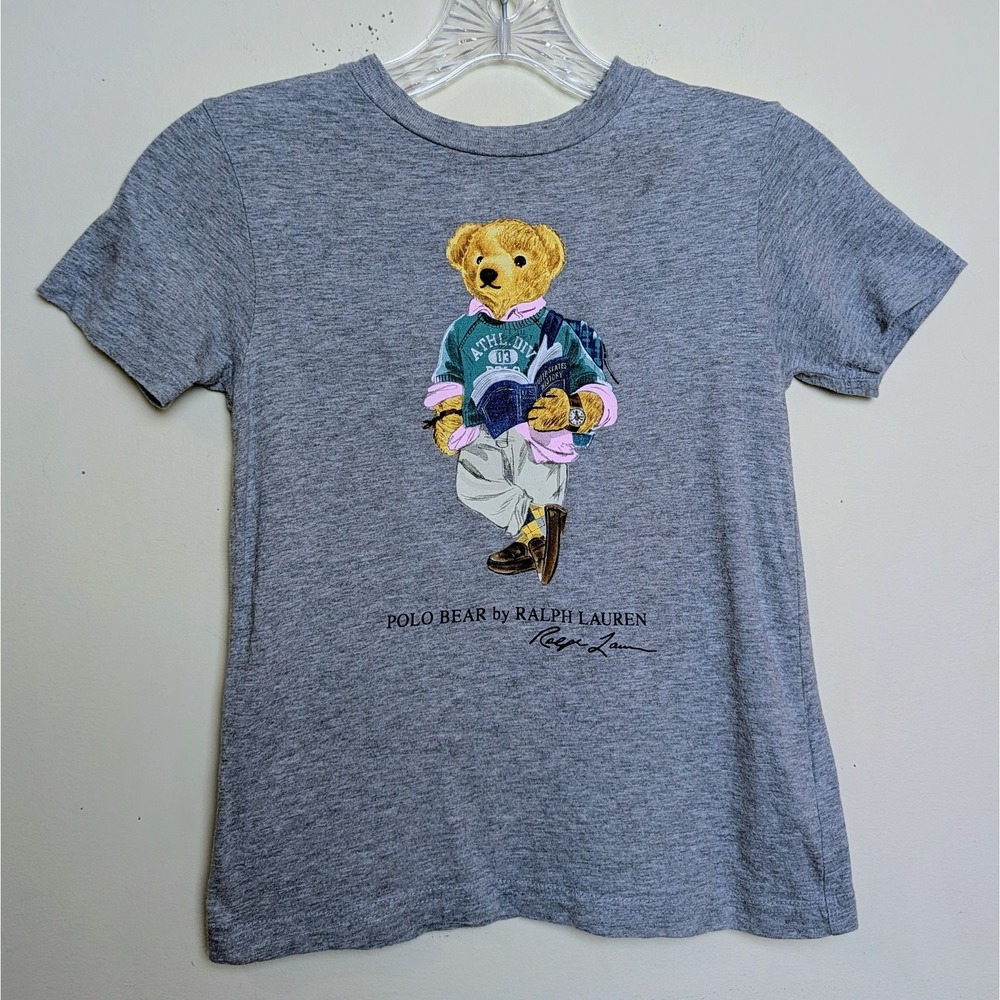 Polo Ralph Lauren Polo Bear School College Kids Gray Unisex T-Shirt Size 5T